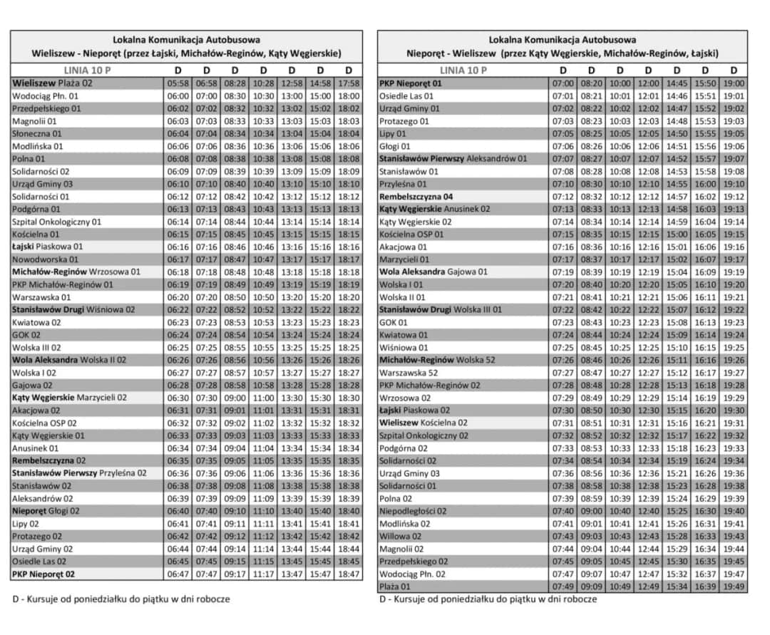 Rozkład jazdy l9: Sprawdź godziny odjazdów z Wieliszewa do Legionowa
